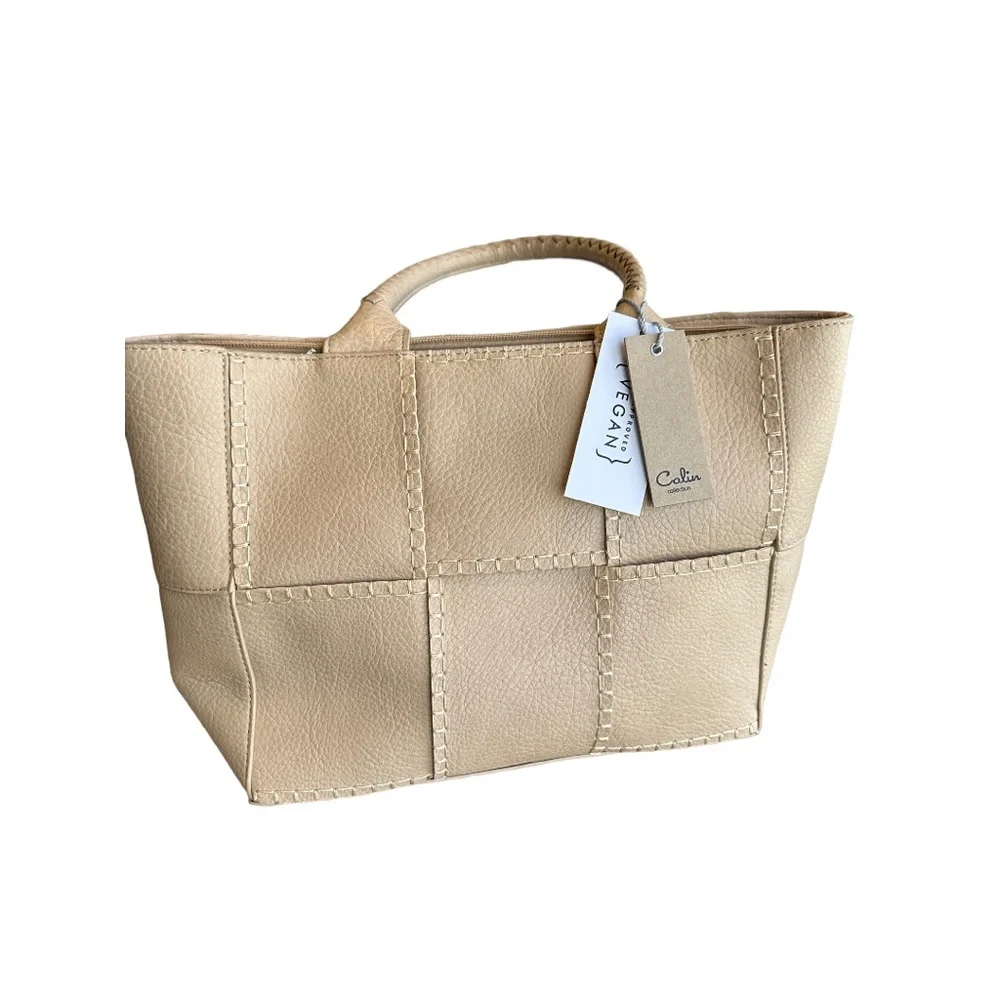 Woven Tote Vegan Leather Shoulder Handbag in Blush